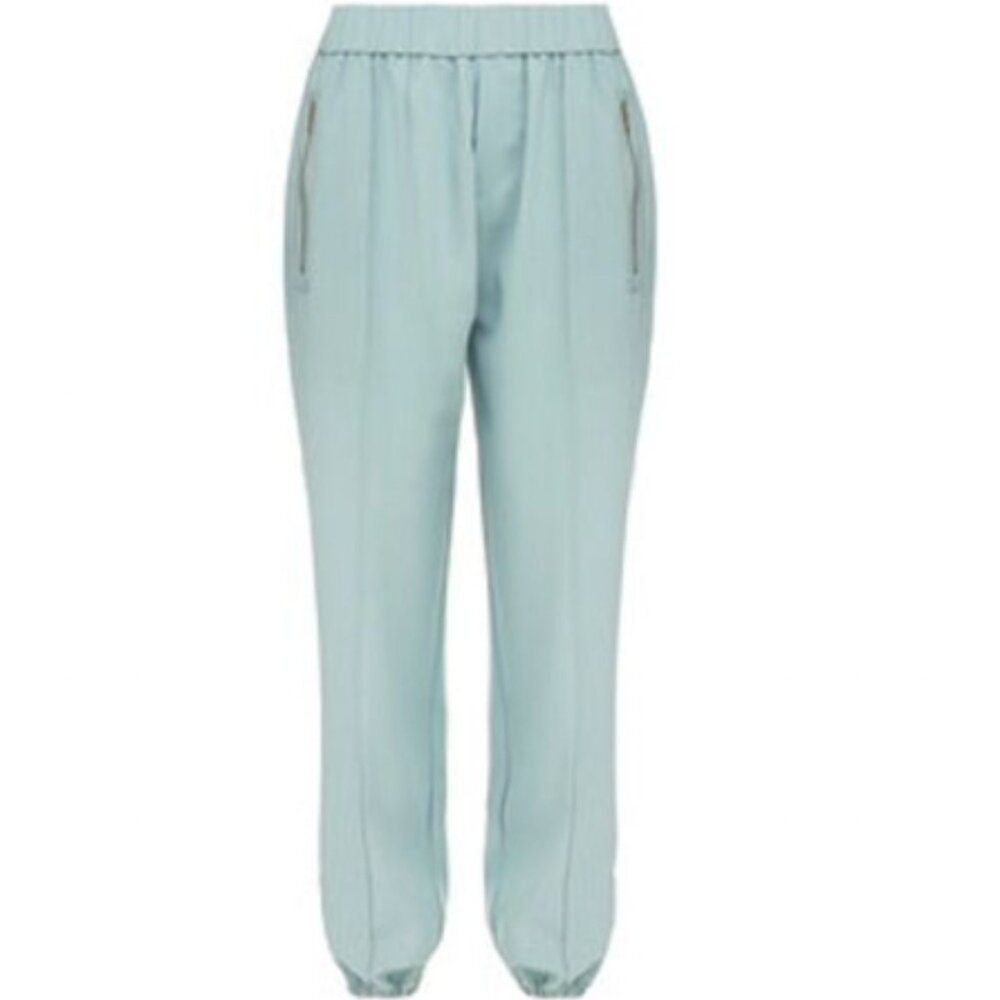 Joie Charlet Pale Ocean Blue Zipper Detail Jogger Pants Women's size L